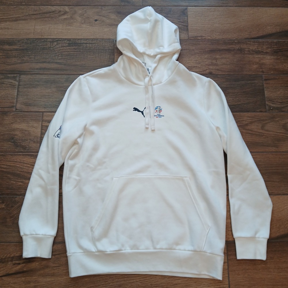 Puma Hoodie Mens Large White Copa America USA 2024 Sweatshirt Sweater Soccer - Picture 1 of 10